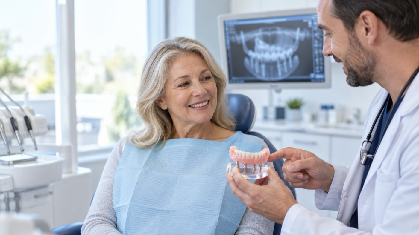 Implant-supported denture consultation at 313 Dental in Dearborn, MI