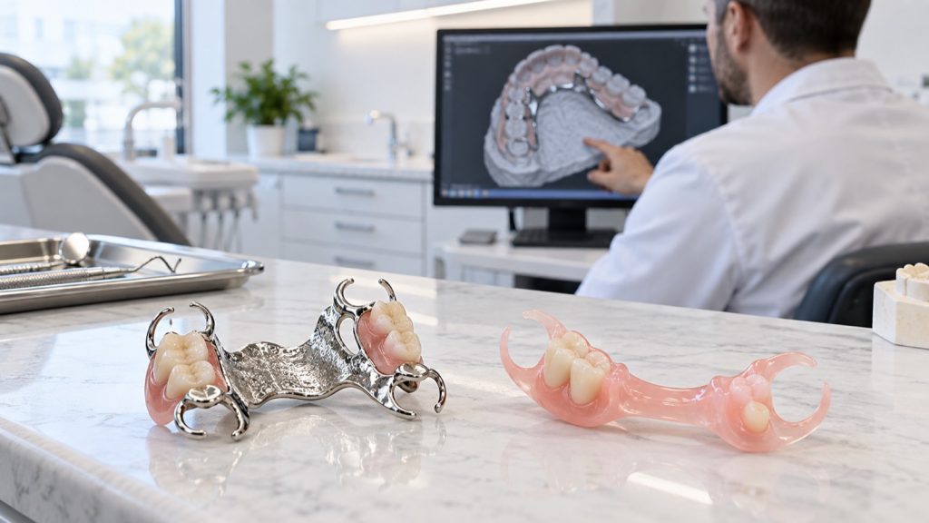 Metal and flexible partial denture options at 313 Dental