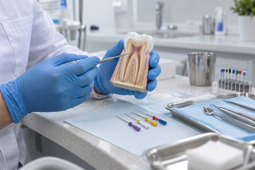 Root canal cleaning and sealing planning at 313 Dental