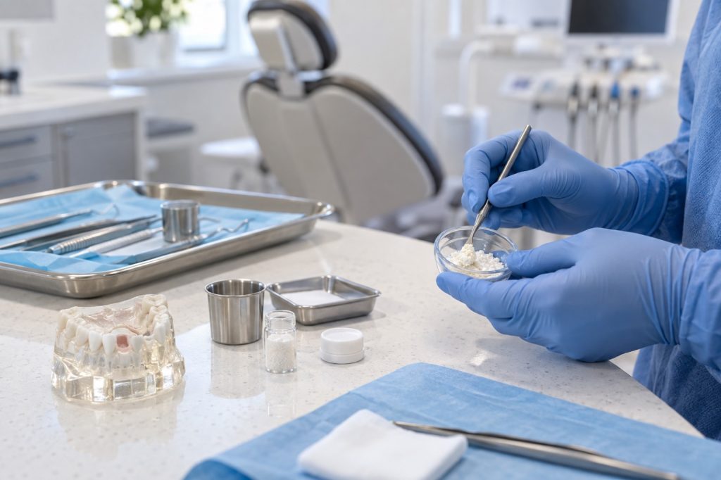 Socket preservation graft material preparation at 313 Dental